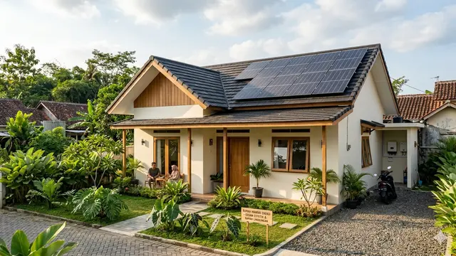 Rumah 1 Lantai dengan Atap Panel Surya