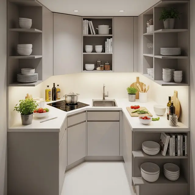 Desain Dapur Mini 2×2 Meter (Image by Gemini AI)