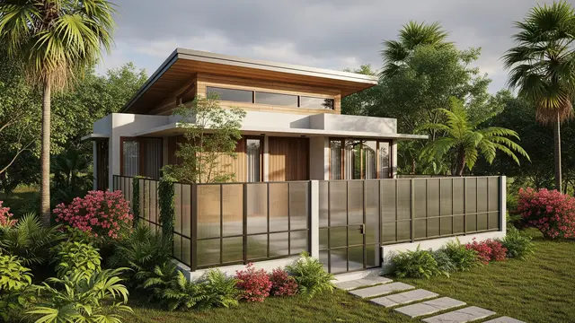 Model Rumah Kecil Tapi Mewah dengan Pagar Besi Kombinasi Polikarbonat 2025/ Ilustrasi AI