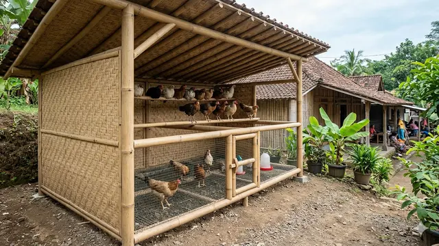 Desain Kandang Ayam Dinding Bambu Murah dan Sejuk. Gemini