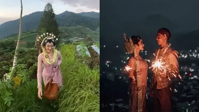 Penuh Perjuangan, Pasangan Ini Daki Bukit Pakai Baju Adat untuk Prewedding