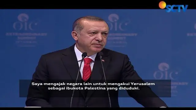 Presiden Turki Recep Tayyip Erdogan mendesak para pemimpin negara-negara muslim untuk mengakui Yerusalem sebagai ibu kota negara Palestina.