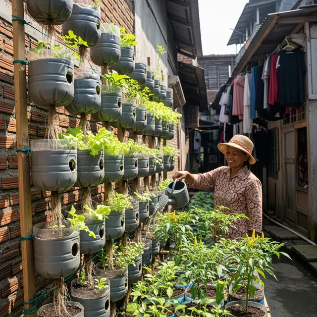 Ide Kebun Sayur untuk Ibu Dasawisma dari Barang Bekas (Image by Gemini AI)