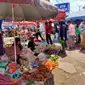 Salah satu pasar tradisional di Palembang mendapat pasokan sayur dari Kota Pagar Alam Sumsel (Liputan6.com / Nefri Inge)