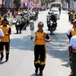 Simulasi kirab obor Asian Games di Garut (Liputan6.com/Jayadi Supriadin)