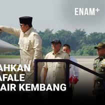 Presiden Prabowo Subianto menyerahkan sejumlah alutsista di Pangkalan TNI AU Halim Perdanakusuma, Senin (18/5). Alutsista nan ada di Lanud Halim ialah Pesawat MRCA Rafale, A400M MRTT, Falcon 8X, Radar GCI GM403, Smart Weapon Hammer, dan Missile Mete...