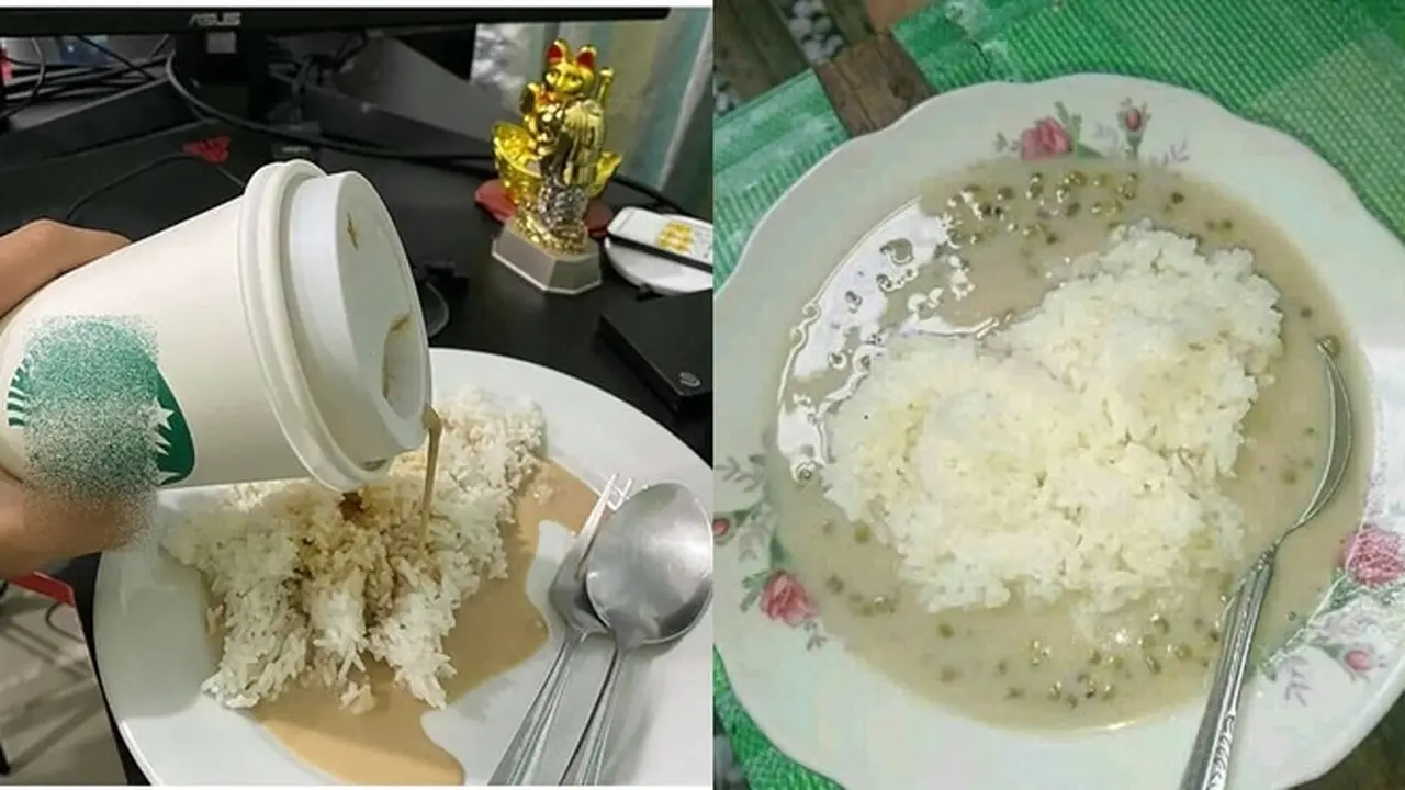 6 Potret Absurd Makan Nasi Berkuah Ini Bikin Tepuk Jidat, Penistaan Makanan