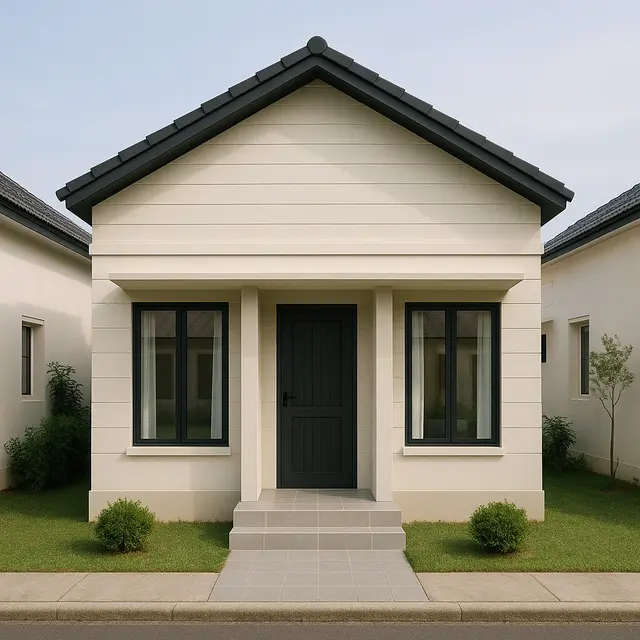 Model Rumah Sederhana 6x12 Dengan 3 Kamar dan Teras Depan/Ilustrasi oleh AI