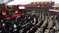 Dalam Rapat Paripurna DPR Masa Persidangan I Tahun Sidang 2025-2026, Presiden Prabowo Subianto juga akan menyampaikan pidato kenegaraan dalam rangka penyampaian pengantar atas RUU tentang APBN Tahun Anggaran 2026 beserta nota keuangan dan dokumen pendukungnya. (Ajeng Dinar Ulfiana/POOL/AFP)