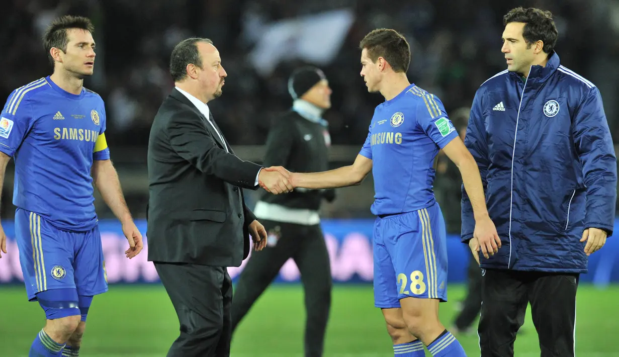 7. Rafael Benitez - Namanya lebih identik sebagai pelatih Liverpool tapi ternyata manajer asal Spanyol ini pernah menyumbangkan gelar Liga Europa untuk Chelsea pada musim 2012/13. (AFP/Kazuhiro Nogi)