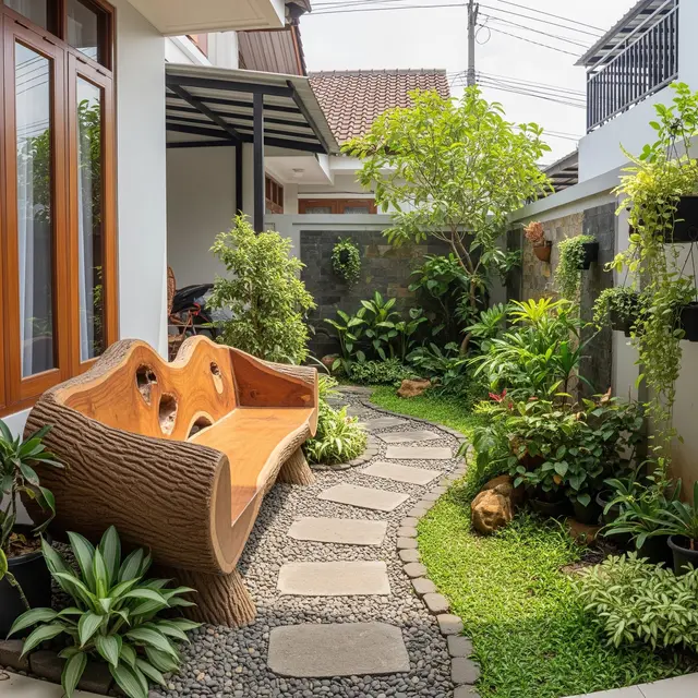 6 Model Bangku Kayu yang Menyatu dengan Taman, Duduk Santai di Area Hijau