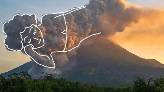 Lukisan Kartun Awan Panas Merapi