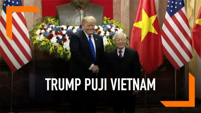 Donald Trump bertemu dengan Presiden Vietnam Nguyen Phu Trong. Trump memuji perkembangan kemajuan pembangunan di Vietnam.