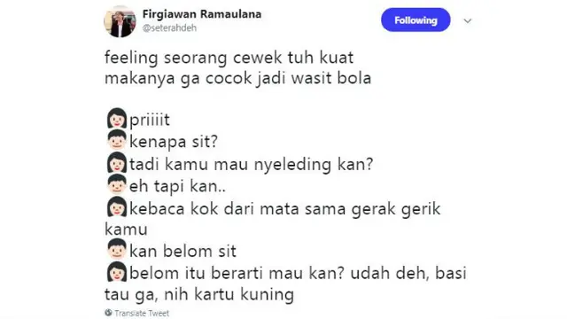 Lalu bagaimana jadinya kalau seorang cewek ditunjuk menjadi wasit?