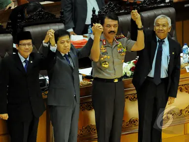 Sidang Paripurna DPR menyetujui Komjen Pol Budi Gunawan sebagai Kapolri, Jakarta, Kamis (15/1/2015). (Liputan6.com/Faisal R Syam)