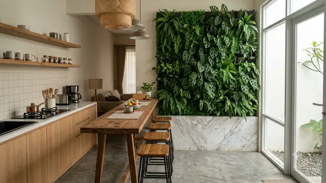Desain Dapur dengan Taman Kering