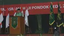 Wakil Presiden Boediono memberikan pidato sambutan pada acara Rakernas Muslimat NU di Asrama Haji, Pondok Gede, Jakarta, Rabu (28/5/14). (Liputan6.com/Herman Zakharia)