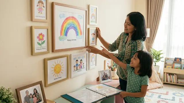 Memajang Gambar Anak di Bingkai Ruang Keluarga (AI Generated)