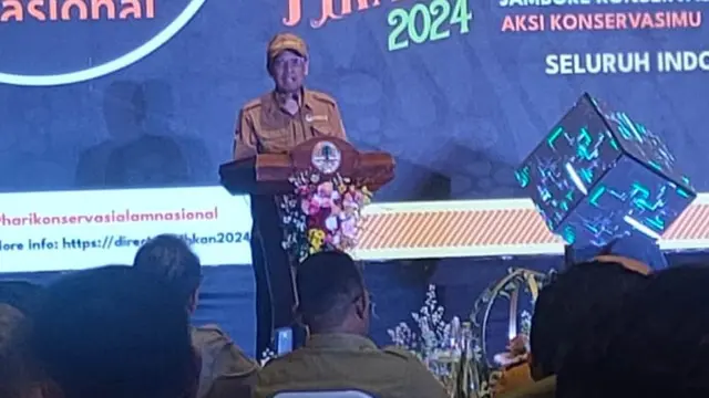 Dirjen Konservasi Sumber Daya Alam dan Ekosistem (KSDAE) KLHK Satyawan Pudyatmoko di acara Hari Konservasi Alam Nasional (HKAN) 2024
