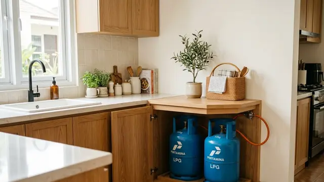 Desain Tempat Tabung Gas di Kitchen Set yang Estetik