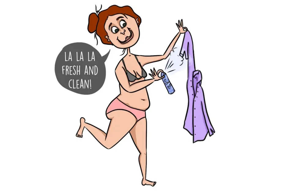 Tips: Belum cuci baju? Semprot pakai deodorant. (Via: buzzfeed.com)