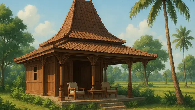 Gambar Rumah Sederhana Ukuran 6x9 Meter di Desa dengan Ruang Tamu di Teras