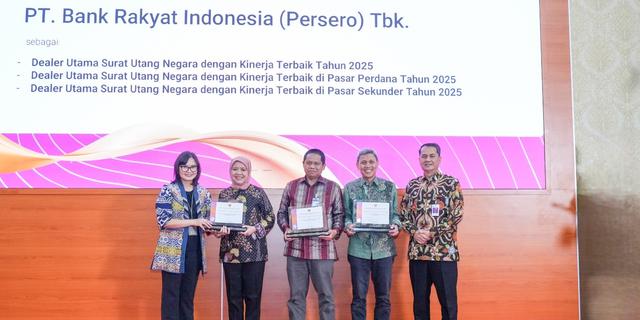 BRI Raih 3 Penghargaan Dealer Utama Kinerja Terbaik 2025 dari Kemenkeu