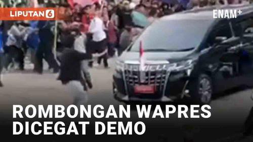 VIDEO: Detik-Detik Rombongan Wapres Ma'aruf Amin Dicegat Demo Mahasiswa di Palembang