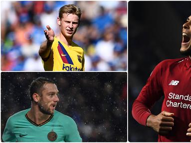 Virgil Van Dijk menjadi salah satu pemain asal Belanda yang memiliki rekor transfer tertinggi sampai saat ini. Selain Van Dijk ada beberapa pemain Belanda lainnya yang juga memiliki nilai transfer tinggi. Berikut 6 pemain Belanda dengan harga transfer tertinggi. (kolase foto AFP)