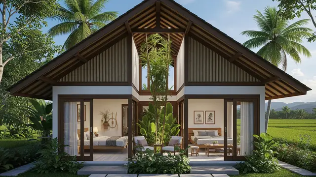 Desain Rumah Tropis Kecil dengan Ventilasi Maksimal & Cahaya Natural/ Ilustrasi AI
