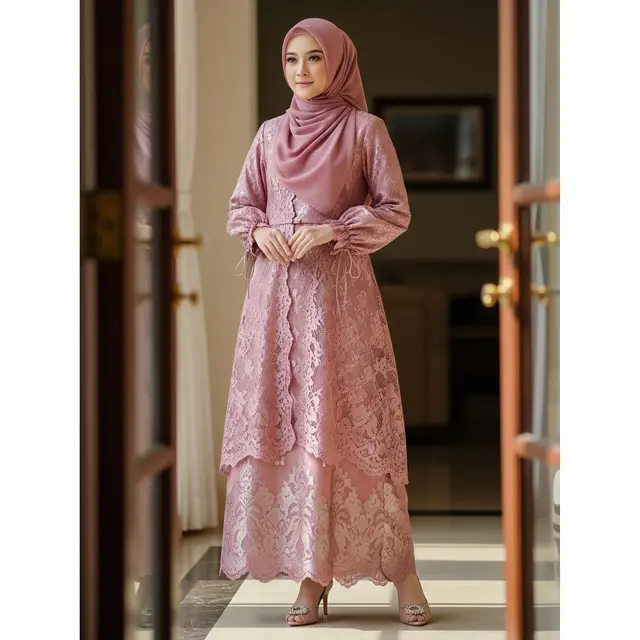 Model Gamis Brokat Busui