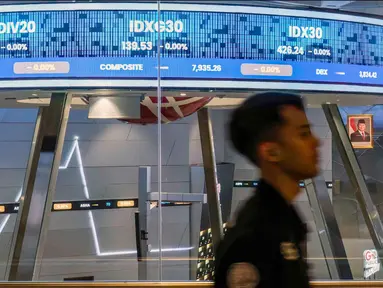 Layar monitor menunjukkan pergerakan pasar saham di lantai Bursa Efek Indonesia menjelang aktivitas perdagangan, Jakarta pada Senin 9 Februari 2026. Indeks Harga Saham Gabungan (IHSG) balik ke level 8.000 pada penutupan perdagangan, Senin (9/2/2026). (BAY ISMOYO/AFP)