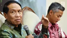 Anggota Fraksi MPR Partai Golkar yang juga Ketua Komisi II DPR RI, Zainudin Amali bersama Komisioner KPU RI, Wahyu Setiawan saat diskusi 4 Pillar MPR RI dengan tema "Menuju Pemilu 5 Kotak".(Liputan6.com/JohanTallo)