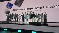 Peluncuran Samsung Galaxy Z Fold6 dan Galaxy Z Flip6 beserta ekosistemnya, mulai dari Galaxy Buds3 Series dan Galaxy Watch 7 Series. Liputan6.com/ Agustin Setyo Wardani
