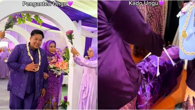 Viral Acara Pernikahan Serba Warna Ungu, dari Tenda hingga Perlengkapan Makan
