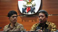 KPK dan Mahkamah Agung menggelar jumpa pers terkait OTT Ketua Pengadilan Tinggi Manado. (Liputan6.com/Helmi Afandi)