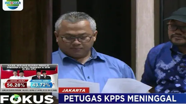 Ketua KPU Arief Budiman mengatakan pihaknya telah berkoordinasi dengan Kemenkeu untuk memberikan santunan.