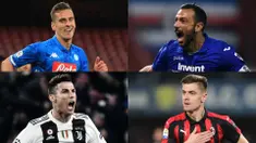 Penyerang gaek Sampdoria, Quagliarella jauhi Ronaldo di puncak pencetak gol Serie A hingga pekan ke-28. Kini Quagliarella mencetak 21 gol selisih dua gol dengan Ronaldo dan Piatek. (Kolase Foto AFP)