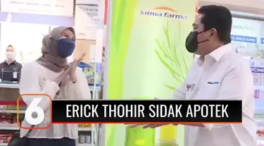 Menteri BUMN Erick Thohir melakukan sidak ke sejumlah Apotek Kimia Farma untuk memastikan ketersediaan obat terapi Covid-19 termasuk Ivermectin dengan harga terjangkau. Pemerintah akan meningkatkan produksi Ivermectin hingga 13,8 juta tablet per bula...