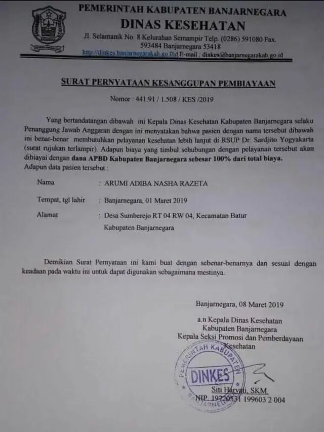 Pemkab Banjarnegara menanggung biaya operasi Bayi Arumi Adiba Nasha Razeta yang terlahir dengan kelainan dinding perut atau Gastrochisis. (Foto: Liputan6.com/Dok. Keluarga/Muhamad Ridlo)