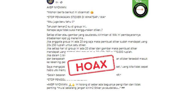 Cek Fakta Hoaks Pesan Berantai Sebut Penerima Stiker Di Whatsapp Dikenai Biaya Cek Fakta Liputan6 Com
