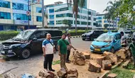 Detik-detik Pohon Tumbang Timpa Mobil di Kelapa Gading