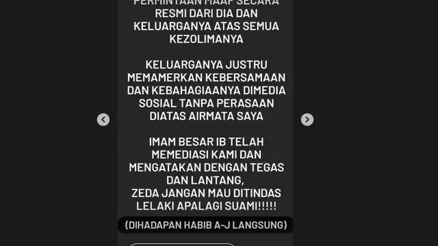 Presenter Zeda Salim Bongkar Perilaku Dugaan KDRT dari Habib AJ: Menyiksaku Berkali-Kali Sampai Hampir Kehilangan Nyawa. (instagram.com/zedasalim)