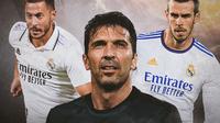 Ilustrasi - Pemain Pensiun: Gianluigi Buffon, Gareth Bale, Eden Hazard (Bola.com/Adreanus Titus)