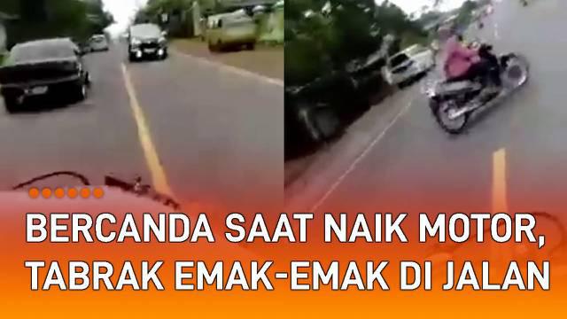 Aksi dua remaja kendarai motor dengan bercanda di jalan mengundang perhatian