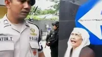 Seorang nenek berusaha masuk ke dalam gerbang Mako Brimob, tempat gubernur nonaktif DKI Jakarta Basuki Tjahaja Purnama atau Ahok ditahan. (Liputan 6 SCTV)
