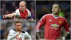 Banyak pemain bintang liga Belanda yang berhasil saat berkarier di kompetisi Premier League. Namun tidak sedikit pula pemain dari liga Belanda yang gagal menunjukkan performa terbaiknya di Liga Inggris. Berikut ini 5 bintang Liga Belanda yang gagal di Liga Inggris. (kolase foto AFP)