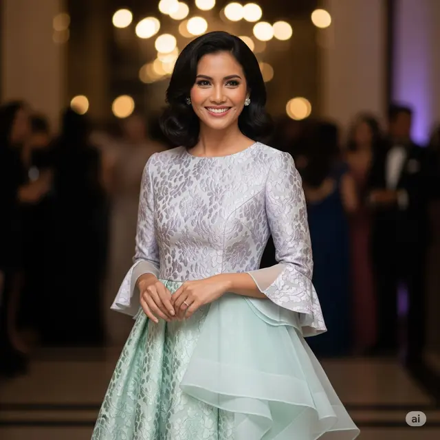Pastel Ombré Brokat Layer Organza