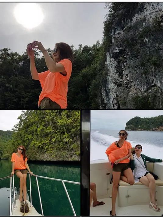 Ibu dari Teuku Rassya ini juga berkeliling di Teluk Triton di Kaimana, Papua. "Selamat Pagi, siap2 mau melihat pesona Kaimana ⚓️🌊 #Kaimana #westpapua," tulis Tamara. (Instagram/tamarableszynskiofficial)