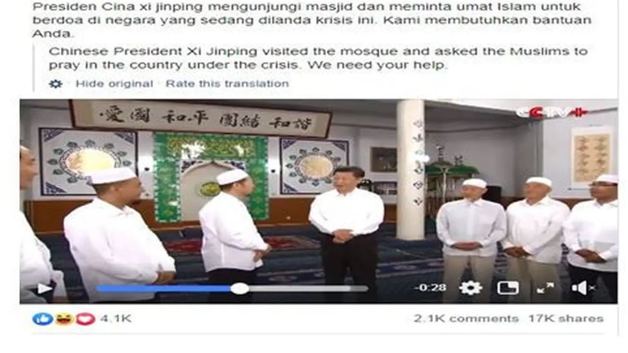 Presiden China Xi Jinping Kunjungi Masjid